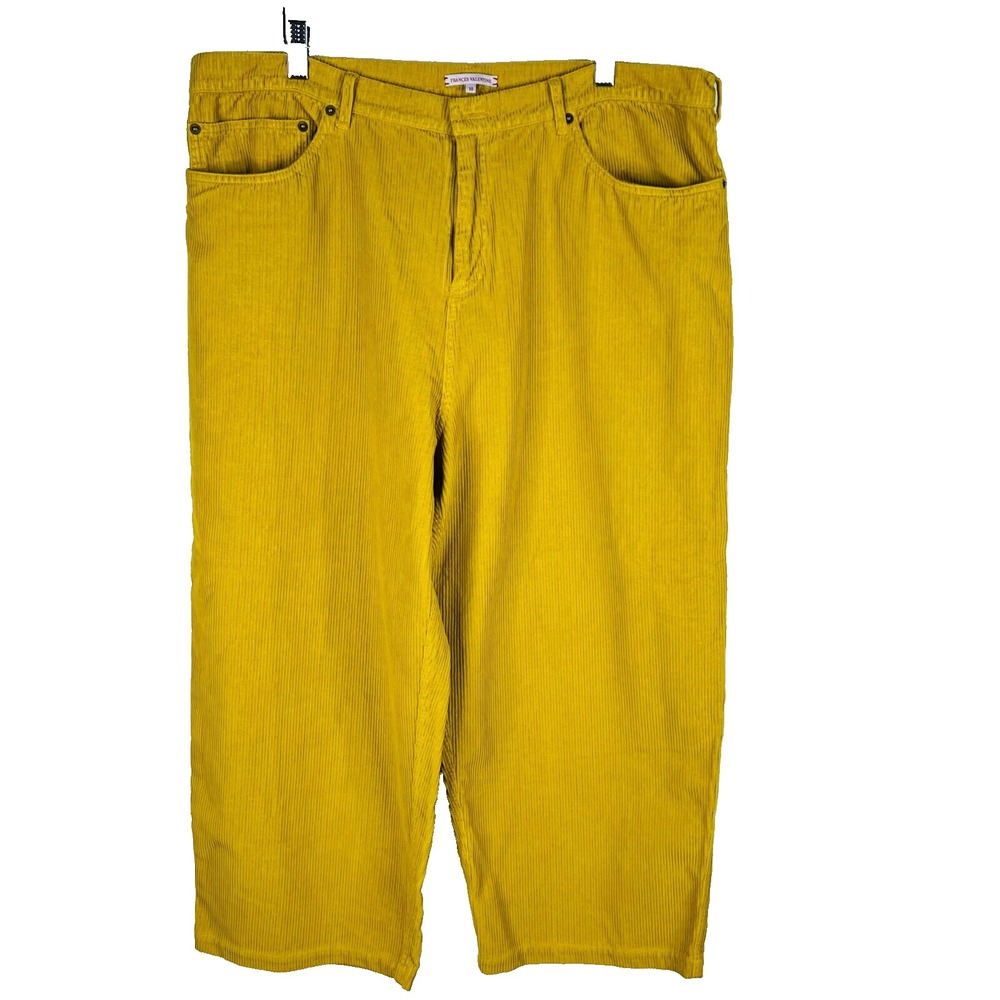 Frances Valentine Corduroy Pants‎ Womens 18 Mustard Yellow Wide Leg High